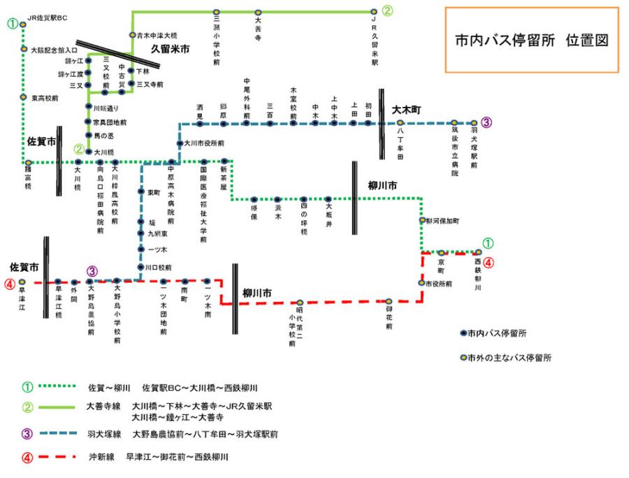 市内各バス停留所案内（位置・時刻案内）